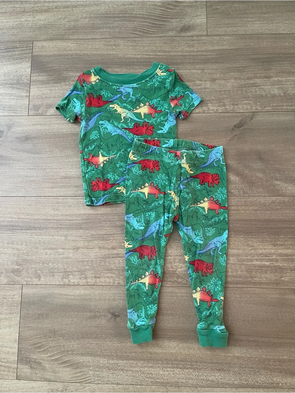 Toddler Boy Green Dinosaur Pajama Set Wonder Nation Size 18M